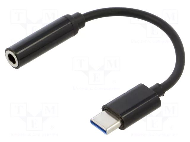 Cable; USB 3.1; Jack 3.5mm socket,USB C plug; 0.12m; black SAVIO SAVAK-35/B