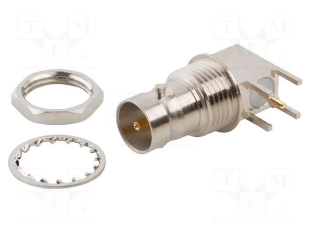 Connector: Mini BNC; socket; female; angled 90°; 75Ω; THT; PTFE AMPHENOL RF 031-6055