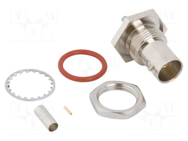 Connector: BNC; socket; female; straight; 50Ω; crimped; PTFE; brass AMPHENOL RF 031-6929