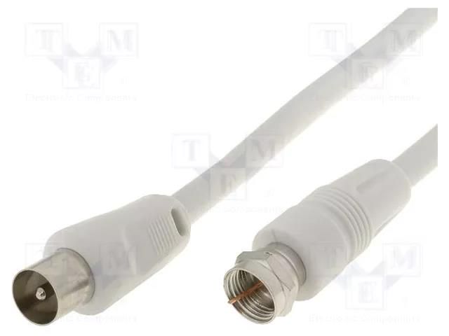 Cable; 2.5m; F plug,coaxial 9.5mm plug; white Goobay CABLE-F/C-2.5