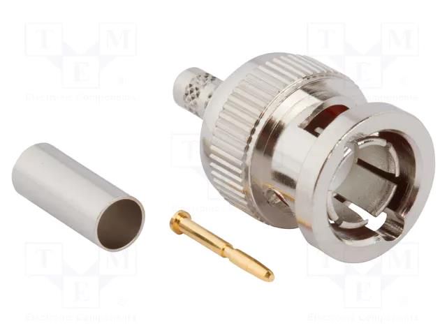 Connector: BNC; plug; male; straight; 75Ω; crimped; for cable; PTFE AMPHENOL RF 112955-11