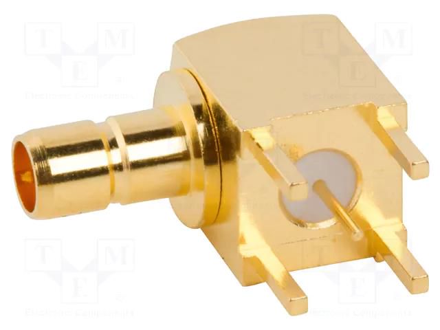 Connector: Mini SMB; socket; male; angled 90°; 75Ω; THT; on PCBs AMPHENOL RF 142146-75