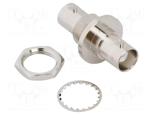 Adapter; BNC female,both sides; Insulation: PTFE; 50Ω; brass; 4GHz AMPHENOL RF 031-220N