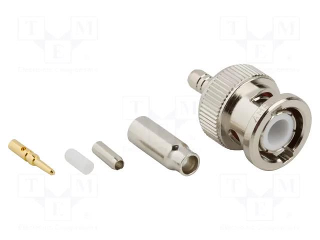 Connector: BNC; plug; male; straight; 50Ω; crimped; for cable; PTFE AMPHENOL RF 031-242