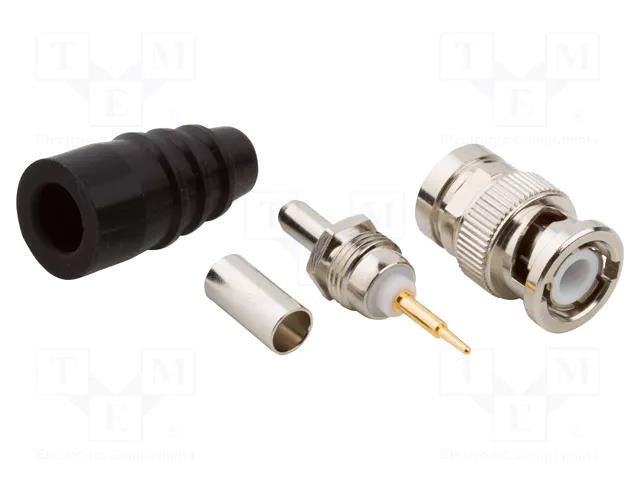 Connector: BNC; plug; male; straight; 50Ω; crimped; for cable; PTFE AMPHENOL RF 031-351