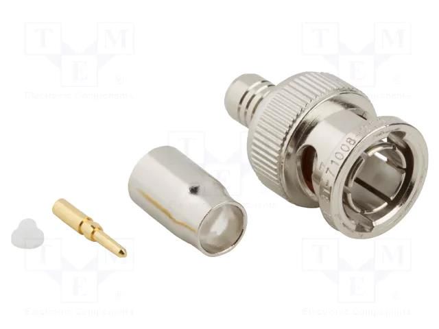 Connector: BNC; plug; male; straight; 75Ω; crimped; for cable; PTFE AMPHENOL RF 031-71008