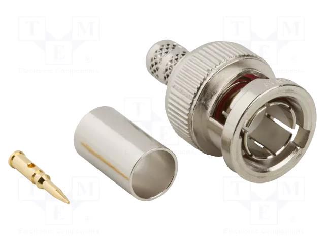 Connector: BNC; plug; male; straight; 75Ω; crimped; for cable; POM AMPHENOL RF 031-71008-1RFX