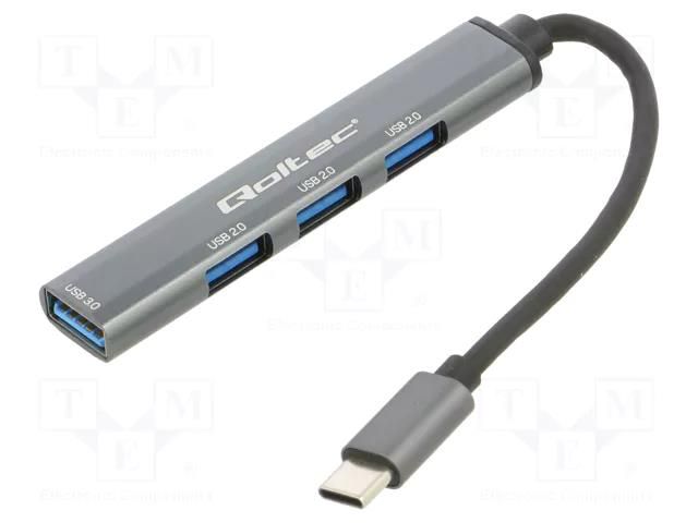 Hub USB; USB A socket x4,USB C plug; USB 2.0,USB 3.0,USB 3.1 QOLTEC QOLTEC-53792