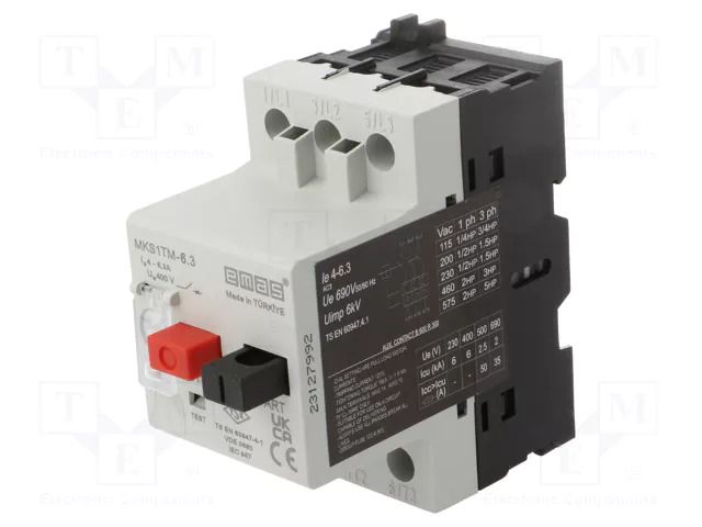 Motor breaker; for DIN rail mounting; 4÷6.3A; IP40; -5÷40°C; 690V EMAS T0-MKS1TM-6.3