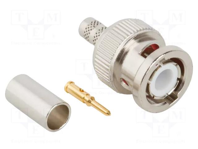 Connector: BNC; plug; male; straight; 50Ω; crimped; for cable; PTFE AMPHENOL RF 112597