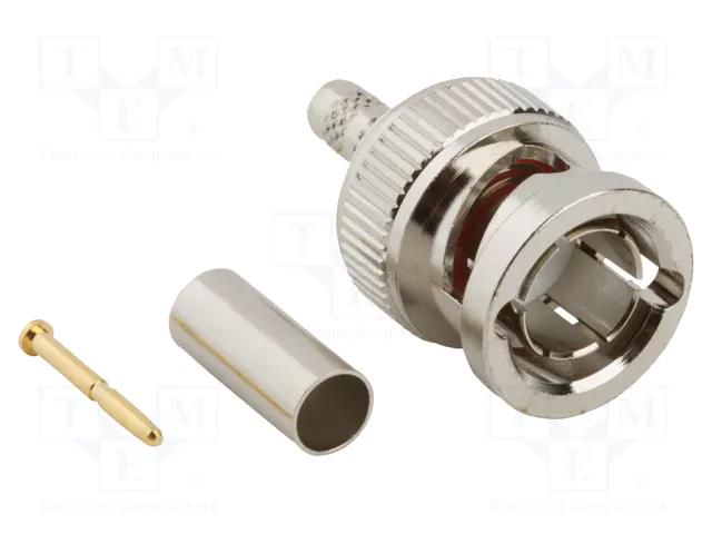 Connector: BNC; plug; male; straight; 75Ω; crimped; for cable; PTFE AMPHENOL RF 112955