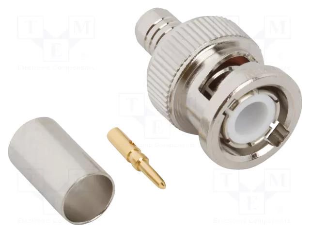 Connector: BNC; plug; male; straight; 75Ω; crimped; for cable; PTFE AMPHENOL RF 112956