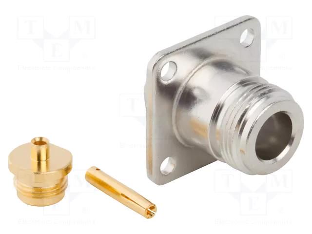 Connector: N; socket; female; straight; 50Ω; soldering; PTFE; brass AMPHENOL RF 172169