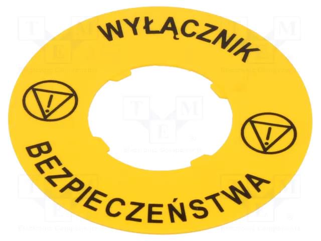 Label; 22mm; Platinum; yellow; Ø: 60mm; PVC LOVATO ELECTRIC LPXAU122