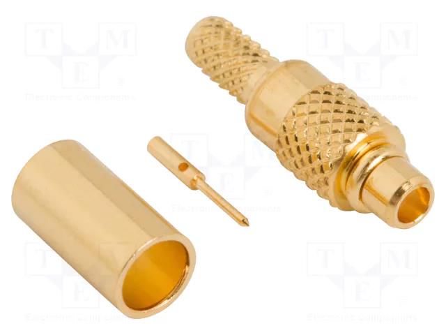 Connector: MMCX; plug; male; straight; 50Ω; soldering,crimped; PTFE AMPHENOL RF 262101