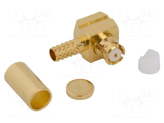 Connector: coaxial; plug; female; angled 90°; 50Ω; soldering; SMP AMPHENOL RF SMP-FR-C08-1