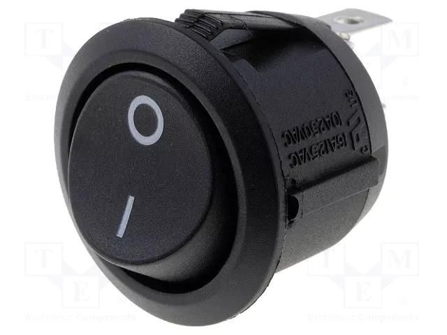 ROCKER; SPST; Pos: 2; ON-OFF; 10A/250VAC; black; none; R13; round BULGIN AE-R13112AAAA