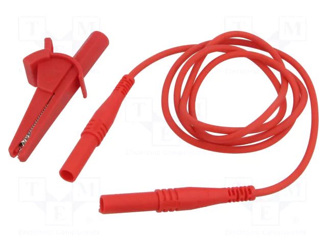 Test lead; banana plug 4mm,crocodile clip; Len: 1m; red TIETZSCH TIZ-L-SETR