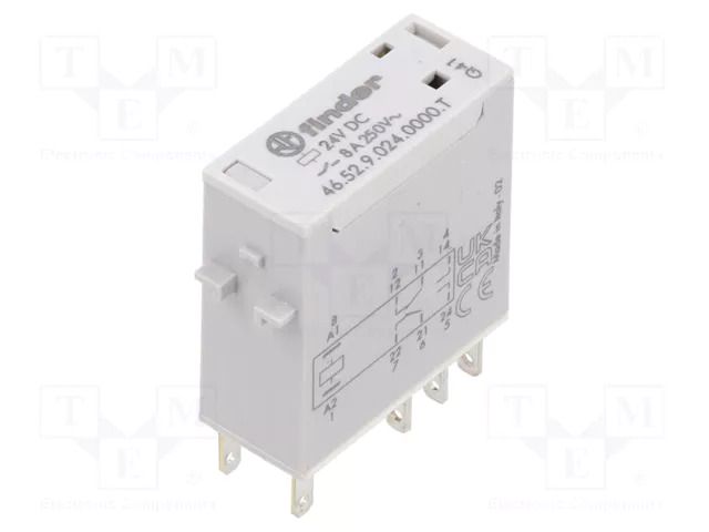 Relay: electromagnetic; DPDT; Ucoil: 24VDC; Icontacts max: 15A FINDER 46.52.9.024.0000T