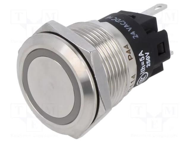 Indicator: LED; flat; red; 24VDC; 24VAC; Ø19mm; 82; stainless steel EAO 82-5151.0114