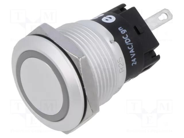 Indicator: LED; flat; green; 24VDC; 24VAC; Ø19mm; 82; aluminium EAO 82-5551.0134