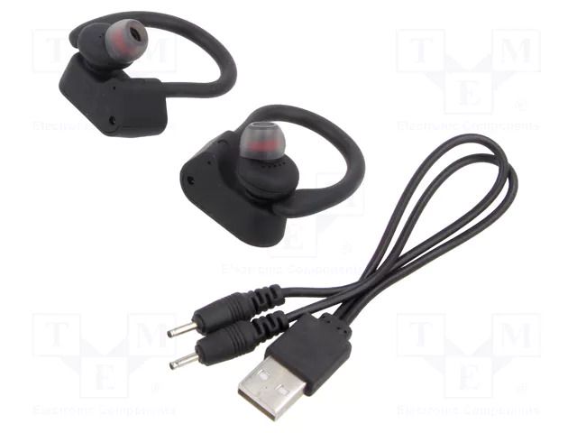 Wireless headphones with microphone; black; wireless,in-ear SAVIO SAVSLTWS-03