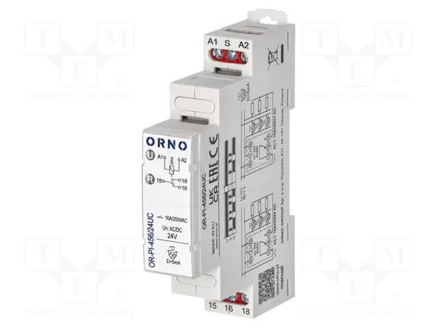 Relay: installation; bistable; SPDT; Uswitch: max.250VAC; 16A; IP20 ORNO OR-PI-456/24UC