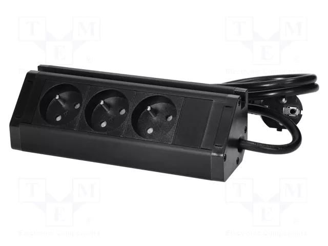 Plug socket strip: furniture; IP20; 3680W; black; 230VAC; 1.5m VIRONE VIR-FS-14/B