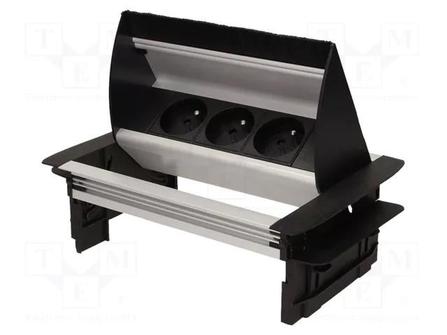 Plug socket strip: furniture; IP20; 3680W; black,silver; 250VAC ORNO OR-AE-1361