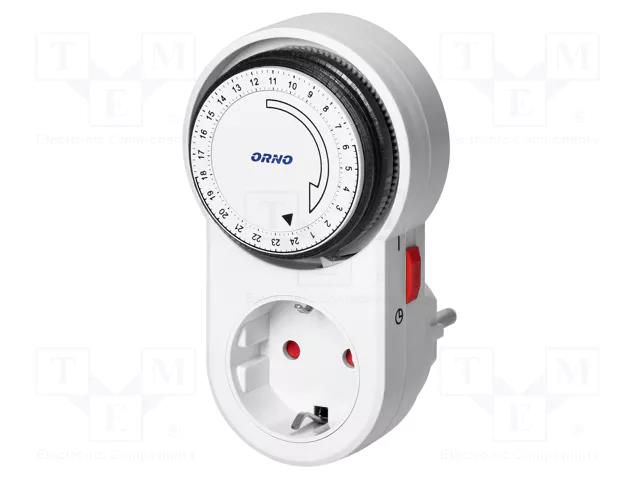 Programmable time switch; 15min÷24h; 230VAC/16A; Usup: 230VAC ORNO OR-PRE-443-SCHUKO