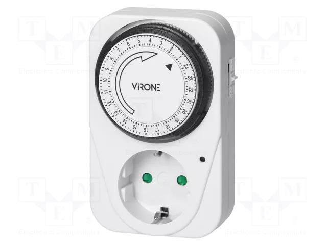 Programmable time switch; 15min÷24h; 230VAC/16A; IP20; Schuko VIRONE VIR-MT-1-SCHUKO