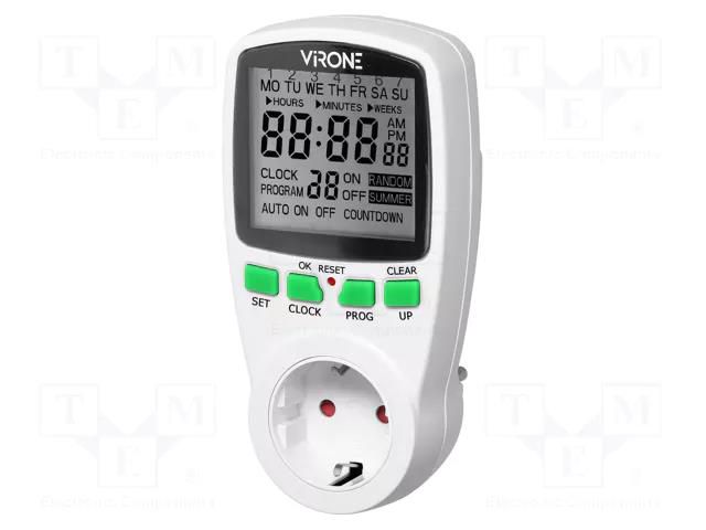 Programmable time switch; Number of operation modes: 16; IP20 VIRONE VIR-DT-1-SCHUKO