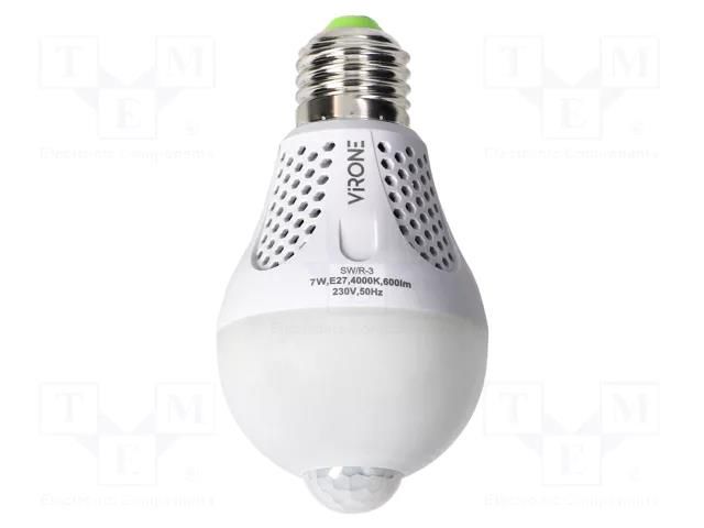 LED lamp; E27; 230VAC; 1480lm; 7W; 360°; 4000K; CRImin: 80; 6m VIRONE VIR-SW/R-3