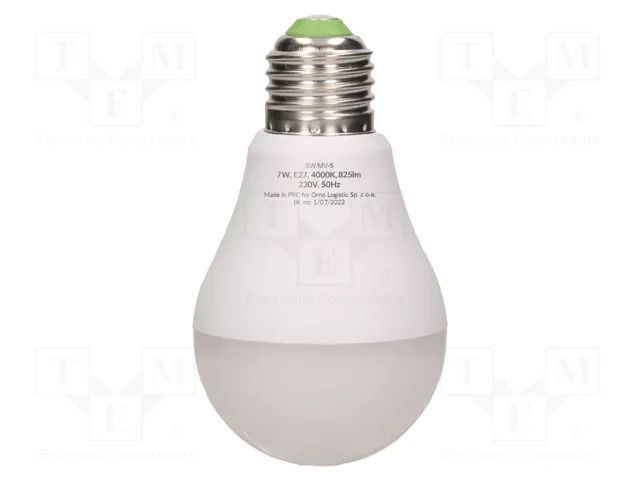 LED lamp; E27; 230VAC; 600lm; 7W; 360°; 4000K; CRImin: 80; 10m VIRONE VIR-SW/MV-5