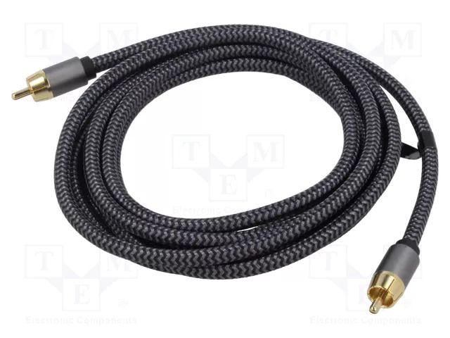 Cable; RCA plug,both sides; 5m; Plating: gold-plated; black-grey GOOBAY GOOBAY-PLUS-65298