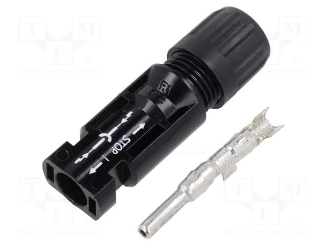 Connector: solar; plug; male; MC4; 39A; 1kV; IP2X,IP65,IP68; crimped STÄUBLI 32.0015P0001-UR