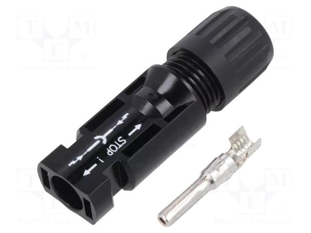 Connector: solar; plug; male; MC4; 39A; 1kV; IP2X,IP65,IP68; crimped STÄUBLI 32.0017P0001-UR