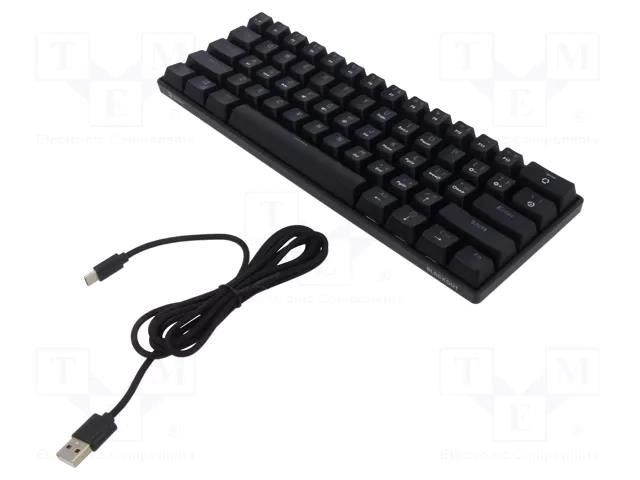 Keyboard; black; USB C; wired,US layout; 1.8m SAVIO SAVGK-BLACKOUT-BR