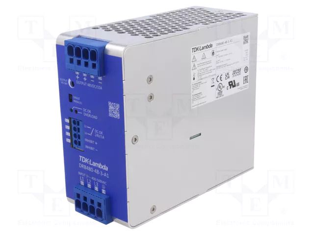 Power supply: switching; for DIN rail; 480W; 48VDC; 10A; -25÷70°C TDK-LAMBDA DRB480-48-3-A1