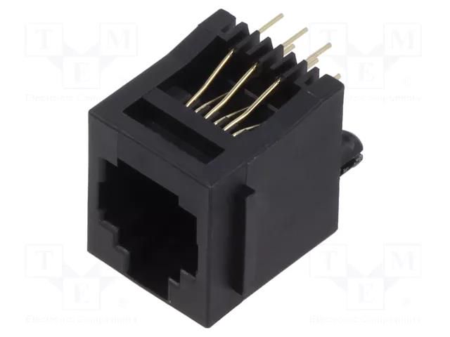 Connector: RJ12; socket; PIN: 6; 6p6c; on PCBs,PCB snap; THT ADAM TECH MTJ-663X1