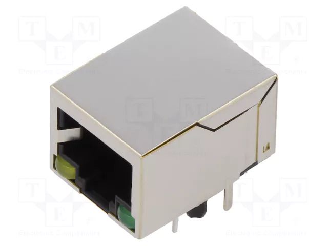 Connector: RJ45; socket; PIN: 8; shielded,with LED; 8p8c; THT ADAM TECH MTJ-88TX1-FSD-LG