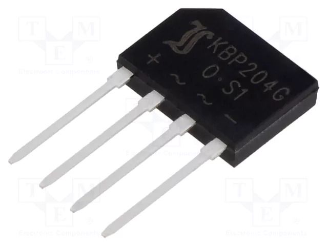 Bridge rectifier: single-phase; Urmax: 400V; If: 2A; Ifsm: 50A; flat DIOTEC SEMICONDUCTOR KBP204G-DIO