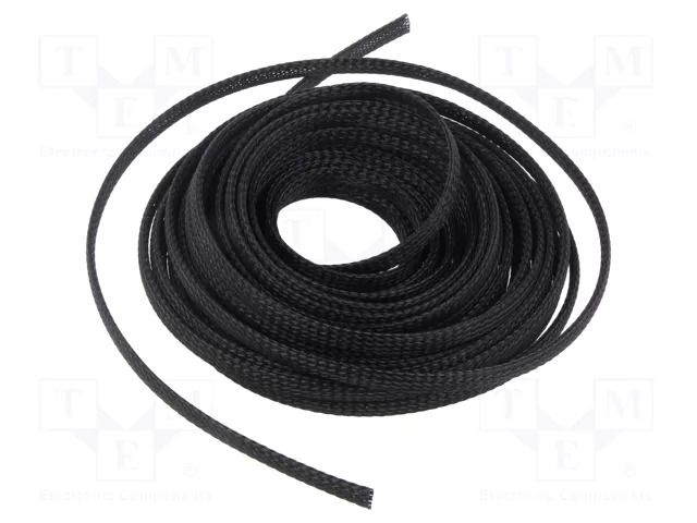 Braid; ØBraid : 5÷10mm; polyester; black; L: 10m; reel; -55÷150°C PARTEX PA-SUP06000DN0