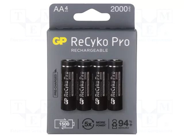 Re-battery: Ni-MH; AA; 1.2V; 2050mAh; ReCYKO PRO; blister; 4pcs. GP ACCU-210AAHCB-EB4
