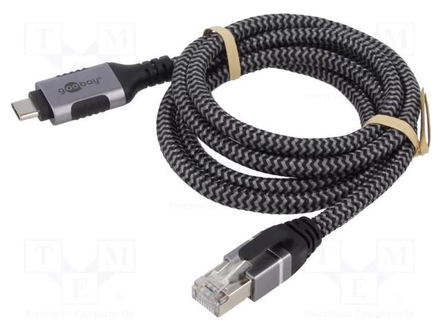 Cable; USB 3.1; RJ45 plug,USB C plug; nickel plated; 1.5m; U/FTP Goobay GOOBAY-70697