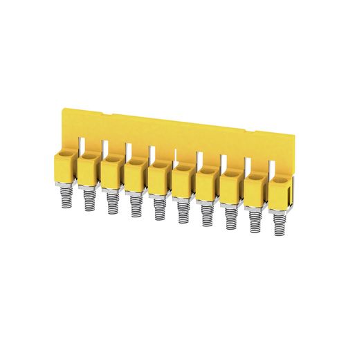 Cross-connector (terminal), when screwed in, Number of poles: 10, Pitch in mm: 6.10, Insulated: Yes, 41 A, yellow Weidmuller 1052060000 04008190054687