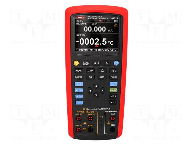 Meter: calibrator; loop,thermocouple; VDC: 50mV,500mV,50V; 0÷24mA UNI-T UT725