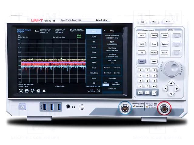 Spectrum analyzer; 0.009÷1500MHz; Resolution: 1Hz; 378x218x120mm UNI-T UTS1015B
