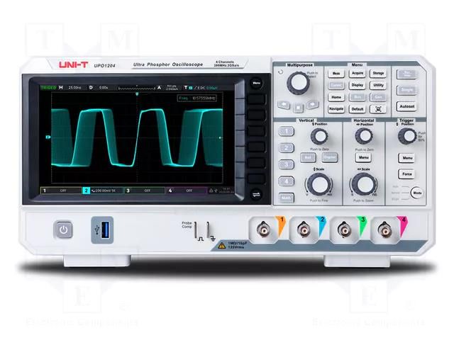 Oscilloscope: digital; Ch: 4; 200MHz; 2Gsps; 56Mpts; LCD TFT 7" UNI-T UPO1204