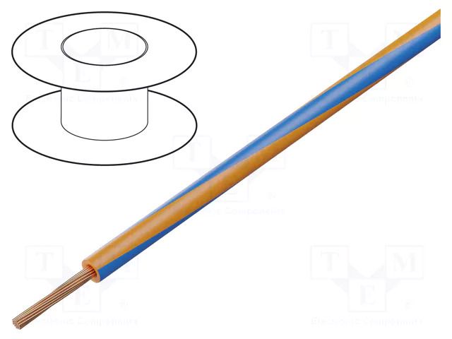 Wire; H05V2-K; stranded; Cu; 1mm2; 18AWG; PVC; orange-blue; Class: 5 HELUKABEL H05V2-K100ORBL